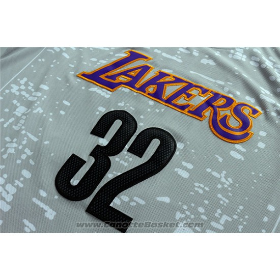 Maglia Luci Della Citta Los Angeles Lakers Magic Johnson #32 Grigio